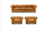 Jefferson Leather Lounge Suite - Tan Brown -