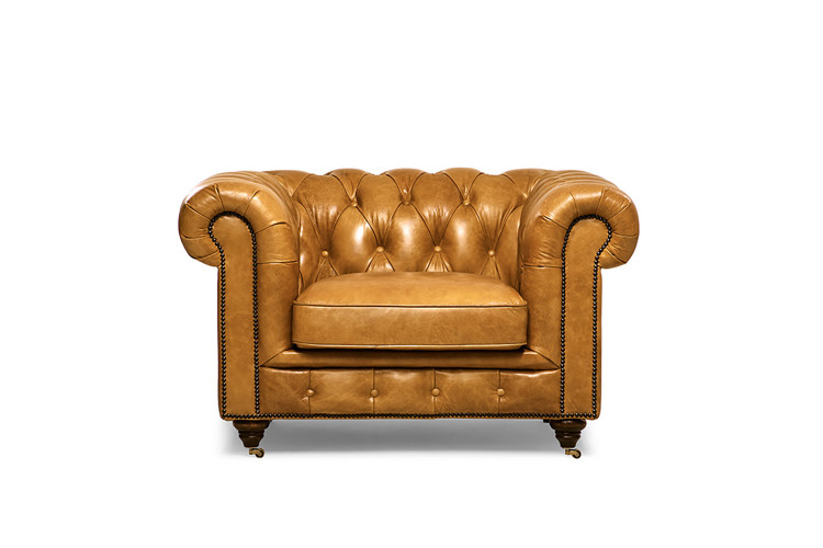 Jefferson Chesterfield Leather Armchair - Tan -