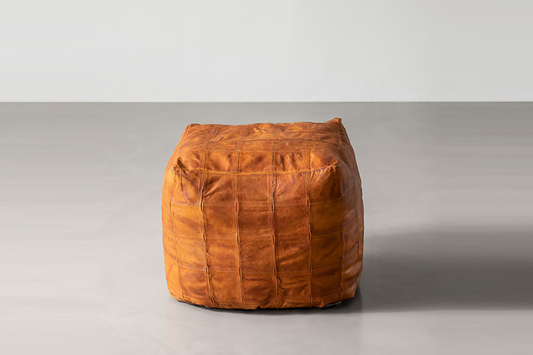 Vora Leather Ottoman - Tan -