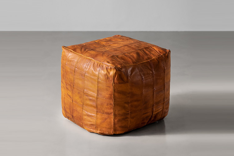 Vora Leather Ottoman - Tan -