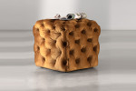 Barkley Tufted Cube Velvet Ottoman - Aged Mustard -