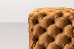 Barkley Tufted Cube Velvet Ottoman - Aged Mustard -