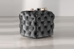 Barkley Tufted Cube Velvet Ottoman - Aged Mercury -