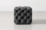 Barkley Tufted Cube Velvet Ottoman - Aged Mercury -