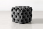 Barkley Tufted Cube Velvet Ottoman - Aged Mercury -