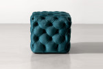 Barkley Tufted Cube Velvet Ottoman - Teal -