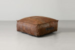 Makira Square Leather Ottoman - Spice -