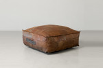 Makira Square Leather Ottoman - Spice -