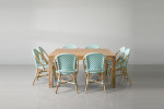 Clayden Tara 8 Seater Square Dining Set (1.6m) - Light Teal & White -