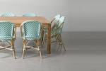 Clayden Tara 8 Seater Square Dining Set (1.6m) - Light Teal & White -