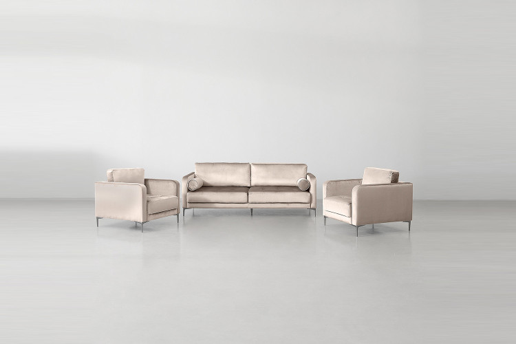 Hayden Velvet Lounge Suite - Champagne - 