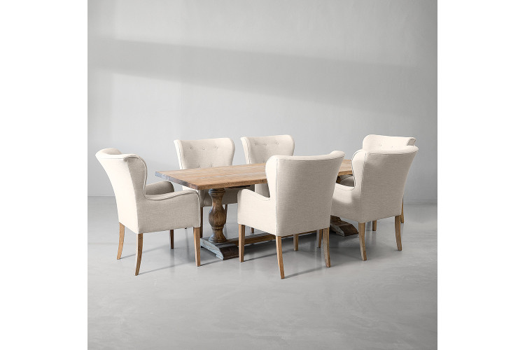 Bordeaux Emma 6 Seater Dining Set - 2.4m - Fusion Stone -