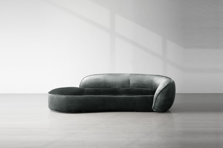 Rohan Velvet Couch - Forest Grey  -