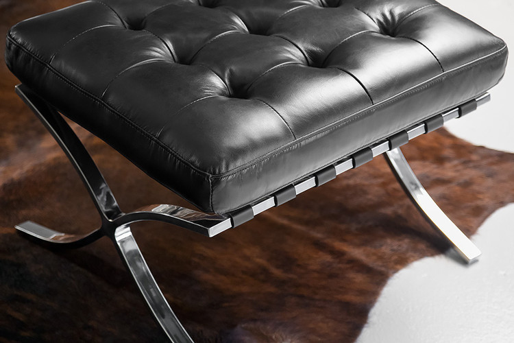 Replica Barcelona Leather Footstool - Black -