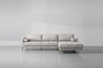 Velvet L-Shape Couch Dakar Stone - Hayden -