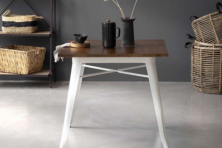 Odell Metal Dining Table - Matte White -