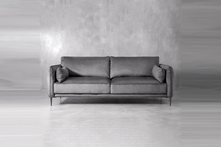 Ottavia 3 Seater Velvet Couch - Grey - 