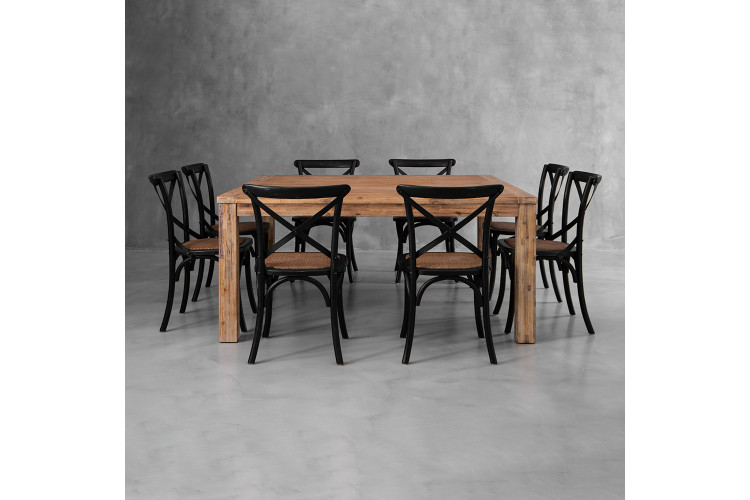 Clayden La Rochelle 8 Seater Square Dining Set 1.6m - Rustic Black 8 Seater Dining Sets - 1