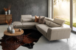 Laurence Leather Corner Couch - Taupe Living Room Furniture - 1