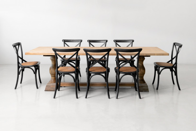 Bordeaux La Rochelle 8 Seater Dining Set - Rustic Black  - 2.4m 8 Seater Dining Sets - 1