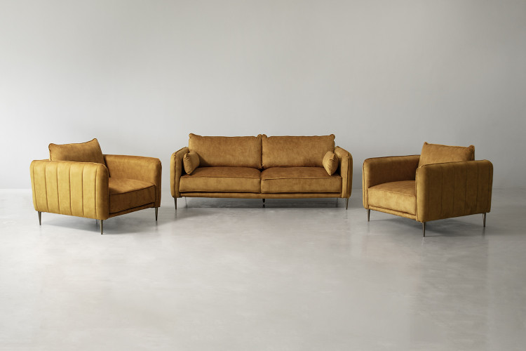 Ottavia Velvet Lounge Suite - Aged Mustard Couches - 1