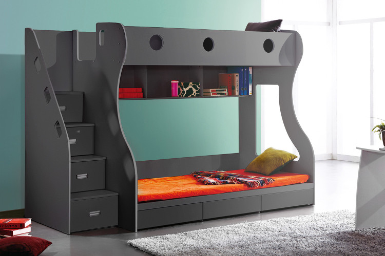 Mars Storage Bunk Bed – Charcoal Bunk Beds - 1