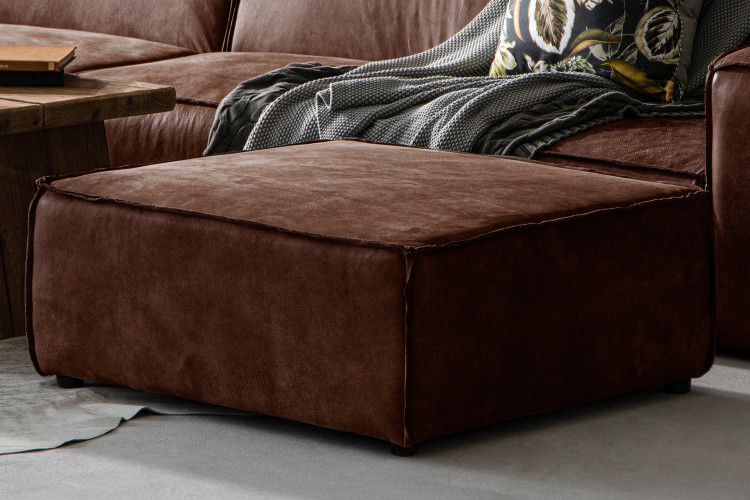 Jagger Leather Ottoman - Spice Ottomans - 1