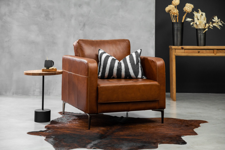 Hayden Leather Armchair - Burnt Tan Armchairs - 1