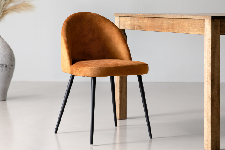 Eliana Velvet Dining Chair - Aged Mustard