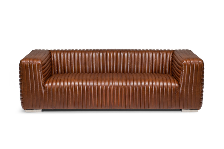 Carson 3 Seater Leather Couch - Brown Leather Couches - 1