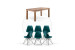 Montreal Enzo 6 Seater Dining Set - 1.6m - Velvet Teal -