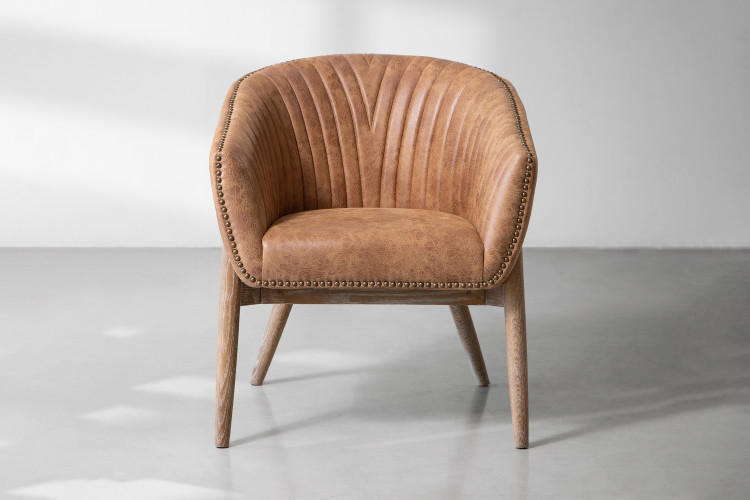 Lennon Leather Dining Chair - Tan -