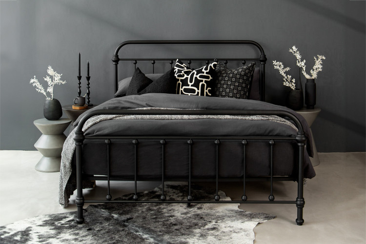 Mckenzie Metal Bed Base - Queen  - Matte Black -