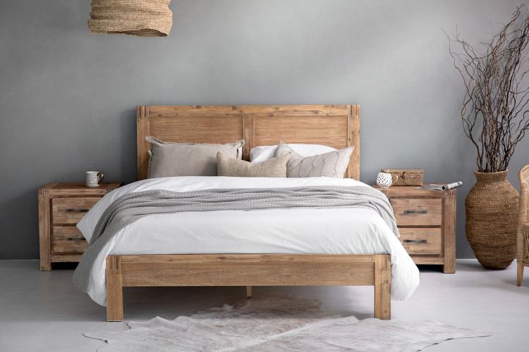 Vancouver Acacia Wood Bed Base - Queen  -