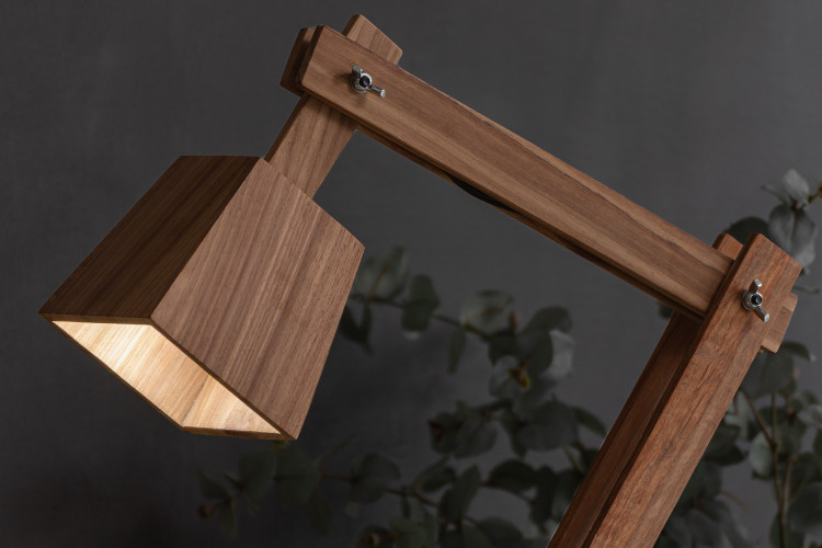 Concrete & Teak Desk Lamp | Decor | Lamps | Cielo -