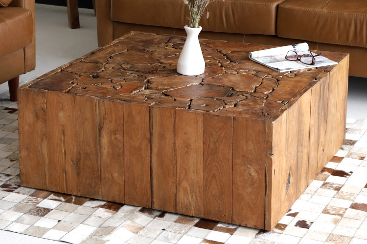 Lyra Teakroot Square Coffee Table for Sale -