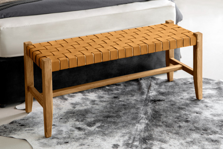 Zachary Leather Bench - Tan Benches - 1