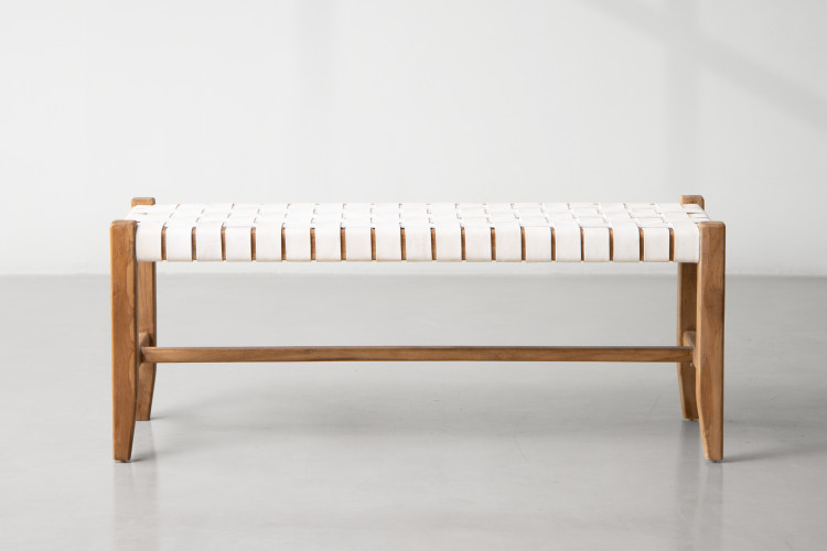 Zachary Leather Bench - White Benches - 1