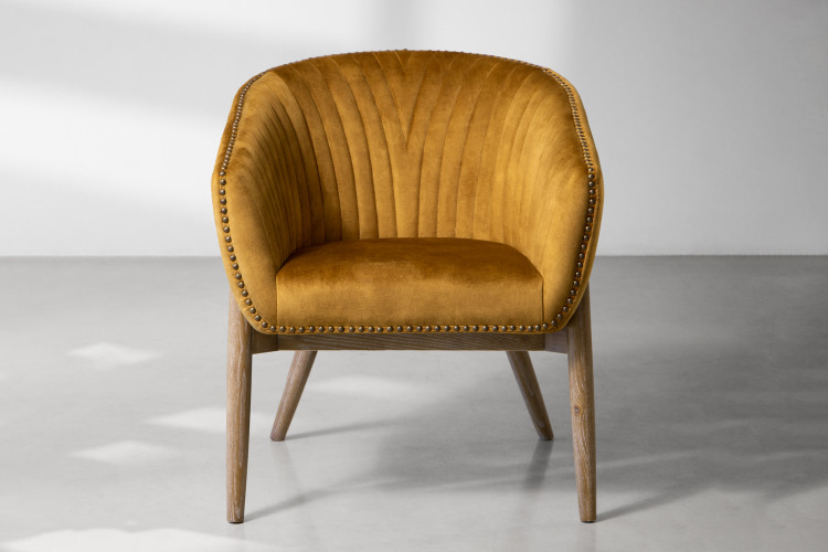 Lennon Velvet Dining Chair - Mustard