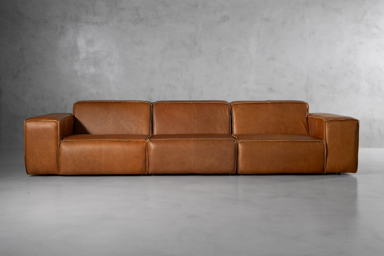 Jagger Leather Modular - 4 Seater Couch - Desert Tan