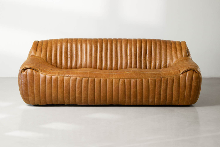 Cuban Leather Couch -Tan