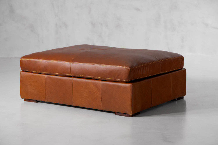 Archer Leather Ottoman - Burnt Tan Ottomans - 1