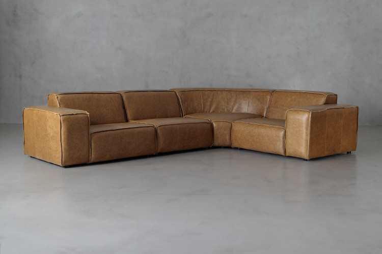 Jagger Leather Modular - Corner Couch Set - Sahara Corner Couches