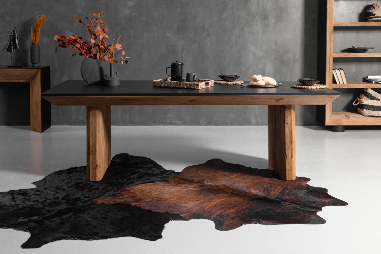 Cordoba Dining Table - 2.4m - Natural & Black