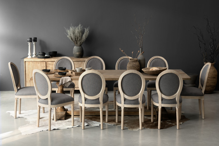 Bordeaux Olivia 10 Seater Dining Set - 2.7m - Dark Grey -