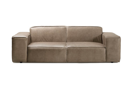 Jagger 3 Seater Leather Couch - Smoke -