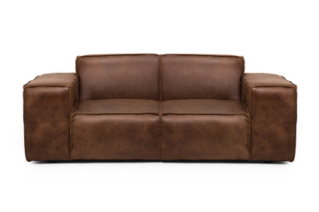 Jagger 2 Seater Leather Couch - Spice