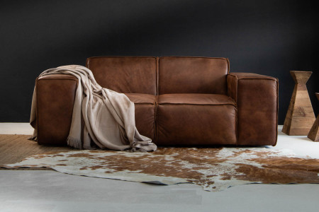 Jagger 2 Seater Leather Couch - Spice