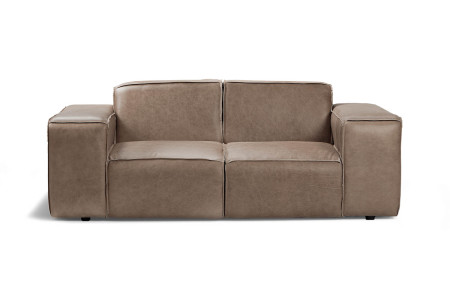 Jagger 2 Seater Leather Couch - Smoke