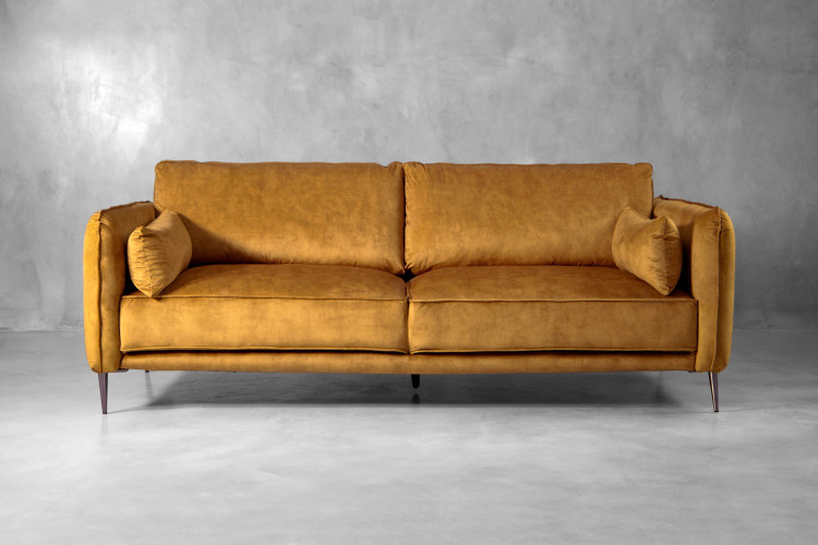 Ottavia 3-Seater Velvet Couch - Aged Mustard